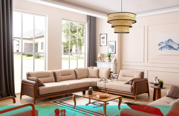 Luxus 3 tlg Wohnzimmer Set Ecksofa L-form 3 Sitzer Relax Sessel Möbel