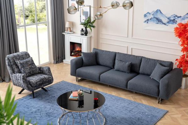 Sofagarnitur 4+1 Sitzer Luxus Garnitur Set Sofas Sessel Stoff Polster