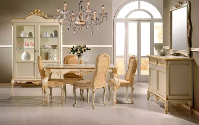 Esstisch 4 x Stühlen Esszimmer Set Essgruppe Holz 8tlg. Gruppe Garnitur