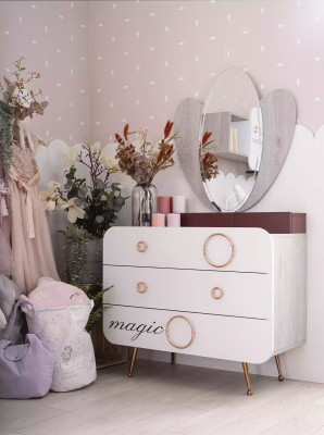 Bett Bettkasten Komplette Kindermöbel Kinderbett Holz Rosa Set 4tlg Kinderzimmer