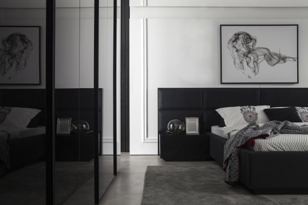 Schwarzes Schlafzimmer Luxus Möbel Kleiderschrank Kommode Nachttische 5tlg.