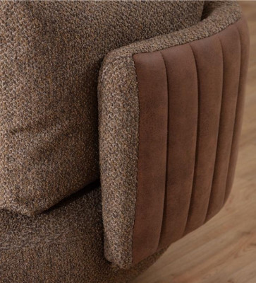 Moderne Mehrfarbige Couchgarnitur Brauner 3-Sitzer Weißer Sessel 3tlg Set