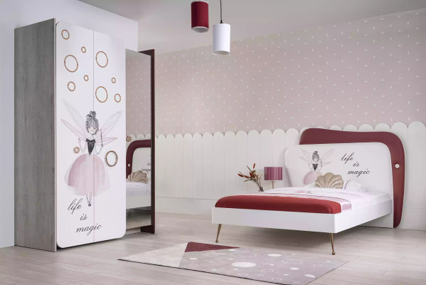 Weiß Graues Kinderzimmer Set Bett Nachttisch Kleiderschrank Holz 3tlg