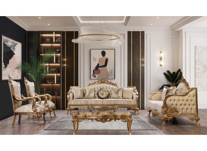 Sofa Set Sofagarnitur 4tlg. Couchtisch Luxus Wohnzimmer Klassiker Designer