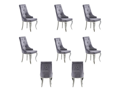 6x Stuhl Chesterfield Designer Polster Stühle Sitz Textil Garnitur Neu