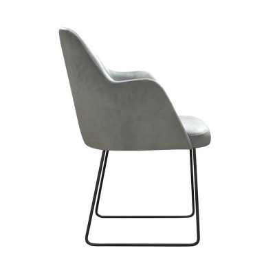 Moderne Lehnstühle Gruppe 6 Stühle Set Grau Polster Armlehne Design