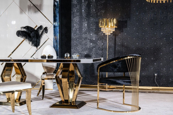Esszimmer Stuhl weiß Luxus Metall mit Textil Stühle Stil Modern Lehnstuhl