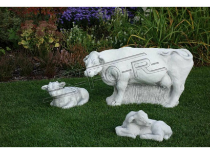 Garten Kuh Dekoration Stein Figur Terrasse Deko Weiß Statue Natur Skulptur