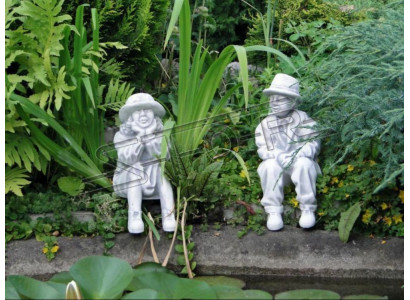 Junge Sitzende Figur Dekorative Statue Figuren Skulptur Statuen Garten