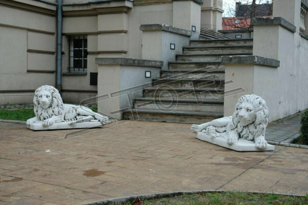 Löwe Liegend Statue Figur Garten Terrassen Dekoration Skulptur Antik