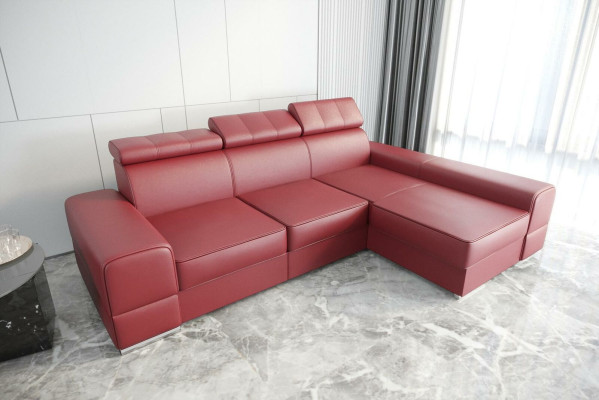 Design Ecksofa L-Form Couch Leder Beige Wohnzimmer Elegant Luxus Moderne Möbel