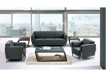 Modernes Sofa Dreisitzer Büro Couch Sitz Polster Design Couchen Leder