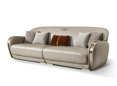 Sofa Polster Couch 3 Sitzer Ledersofa Original Beige Couchen Sofas Dreisitzer
