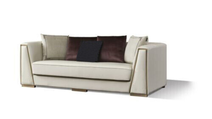 Weiße Ledersofagarnitur Designer 3+2 Sitzer Deko-Couchen Set 2tlg.