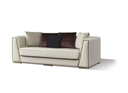 Weiße Ledersofagarnitur Designer 3+2 Sitzer Deko-Couchen Set 2tlg.