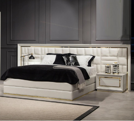 Luxus Möbel Bett 160x200 cm Doppelbett Möbel modernen in Weiß Bettgestelle
