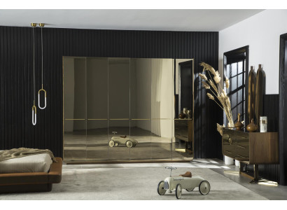 Schlafzimmer Kommode Kleiderschrank Möbel Einrichtung Glasschrank 2tlg.