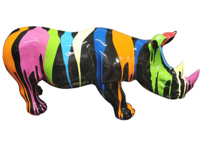 Bemalte Nashorn Abstrakt Skulpturen Bunte Figur Statuen Garten Handarbeit Kunst