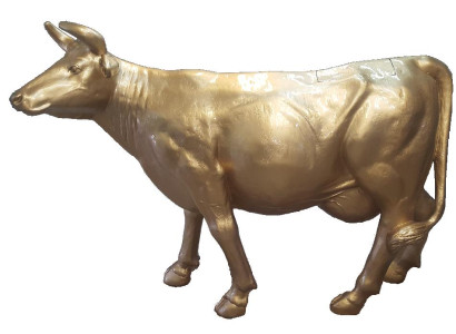 Design Kuh Goldene Figur Statue Skulptur Figuren Skulpturen Dekoration Abstrakt