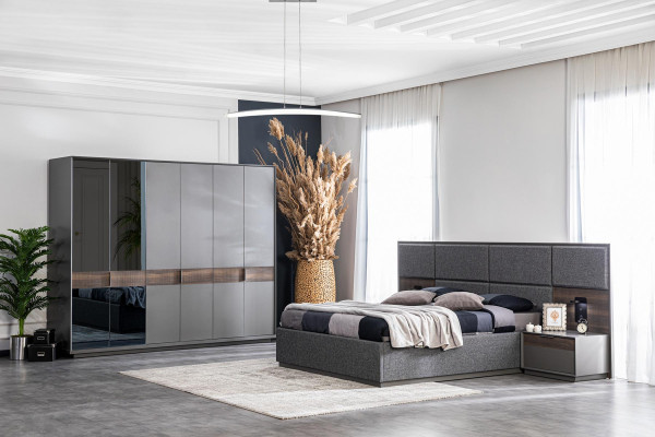 Bett 2x Nachttisch Kleiderschrank 4tlg.Set Schlafzimmer Luxus Neu