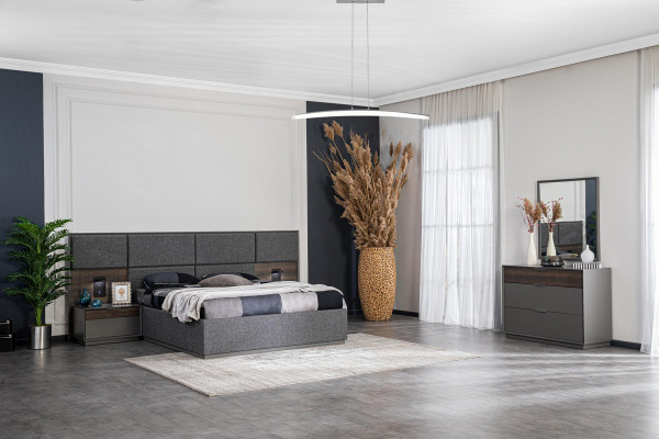 Bett 2x Nachttisch Kleiderschrank 4tlg.Set Schlafzimmer Luxus Neu