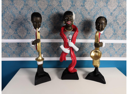 3X DESIGNER SET FIGUR SKULPTUREN STATUEN MUSIKER XXL BIG FIGUREN STATUE