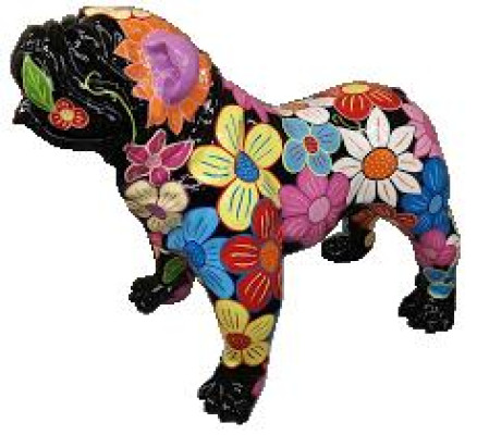 Abstrakter Hund Dekoration Bunte Figur Skulptur Statuen Blumen Statue Figuren