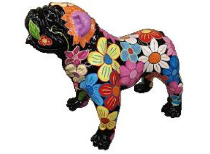 Abstrakter Hund Dekoration Bunte Figur Skulptur Statuen Blumen Statue Figuren