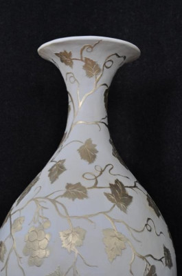 Design Blumen Topf Dekoration XXL Vase Vasen Handarbeit Deko Kelch Pokal 0856