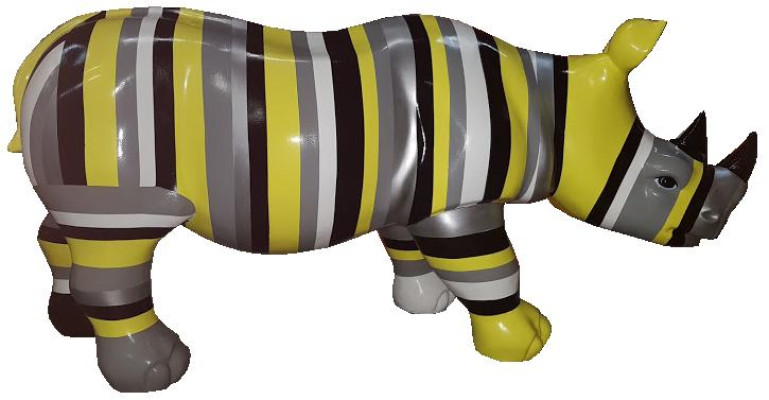 Skulpturen Nashorn Abstrakt Bunte Figur Bemalte Statuen Garten Handarbeit Kunst
