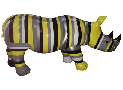 Skulpturen Nashorn Abstrakt Bunte Figur Bemalte Statuen Garten Handarbeit Kunst