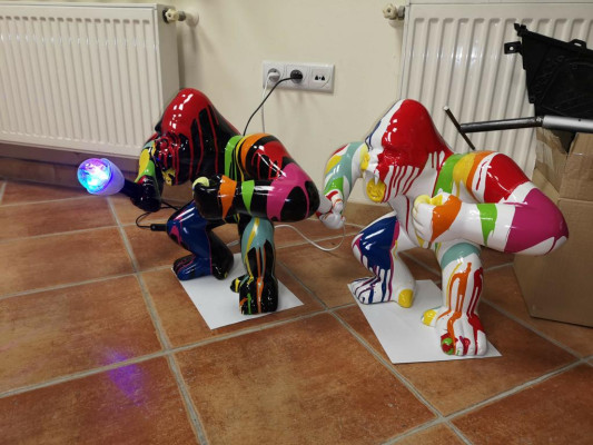 Figuren Design Figur Statue Skulpture Gorilla Abstrakte Terrasse Dekoration Deko