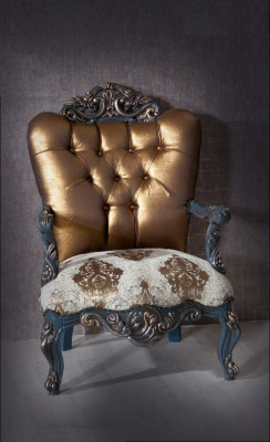 Chesterfield Design Sessel mit goldener Rückenlehne für Wohnzimmer