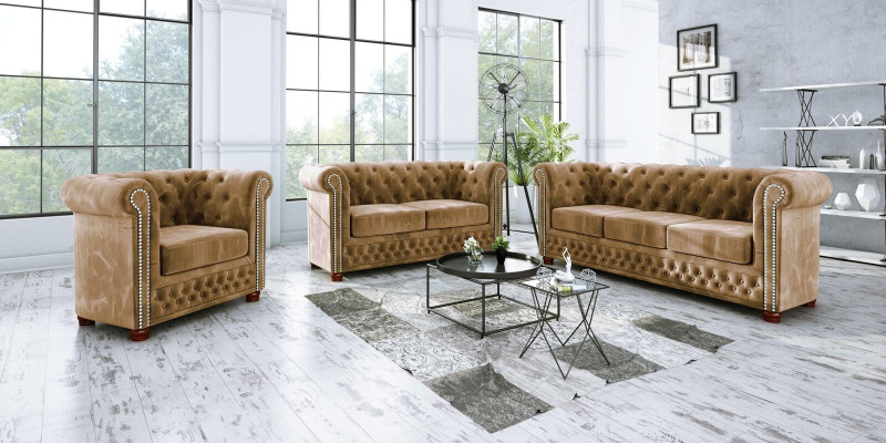 Chesterfield Sofagarnitur 3+2 Sitzer Sofa Sitz Couch Polster Garnitur Couchen