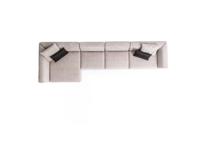 Beiges L-förmiges Ecksofa Wohnzimmer Couch Textil Desginer Moderne