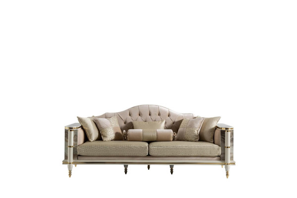 Sofa 3 Sitzer Beige Möbel Wohnzimmer Chesterfield Luxus Design Neu