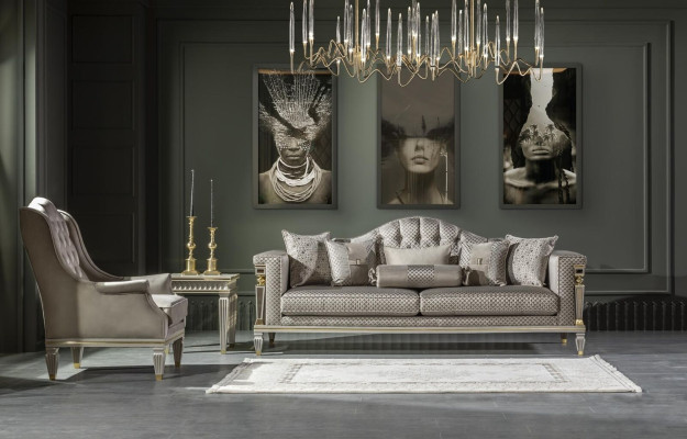Silber Grau Sofa Couch Dreisitzer Luxus Möbel xxl couchen big sofas 235cm