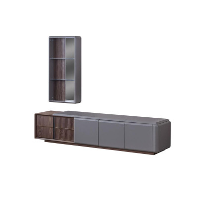 Designer Wohnzimmer set TV-Schrank mit Exclusive Wandregal Regal 2tlg.