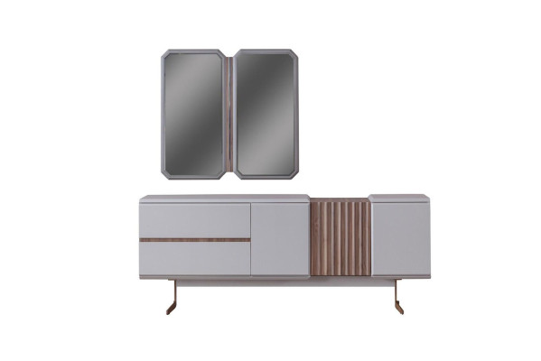 Exclusive Esszimmer Sideboard 2x Spiegel Stil Kommode 210cm Holz 3tlg