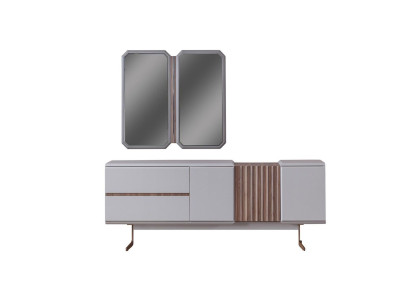 Exclusive Esszimmer Sideboard 2x Spiegel Stil Kommode 210cm Holz 3tlg