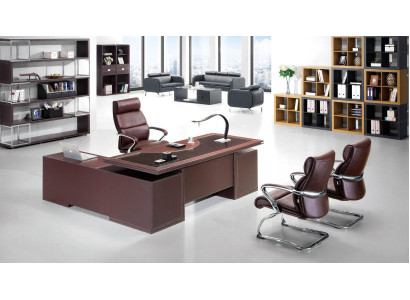 Büro Set 2tlg. Chef Schreibtisch Regal Aktenschrank Arbeitszimmer