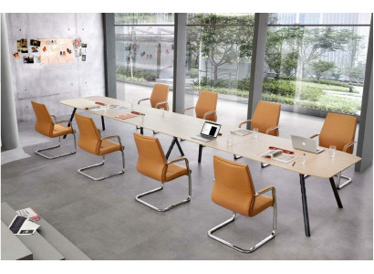 Büro Set 8x Konferenzstühle & Konferenztisch Komplettset Besprechungstisch 9tlg.
