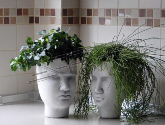 Design Blumentopf Top Planz Kübel Gefäß Figur Töpfe Deko Gesicht Skulptur