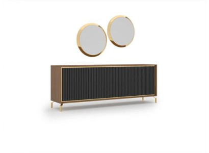 Esszimmer Modern Essgruppe Sideboard mit 2x Spiegel Luxus Holz Möbel