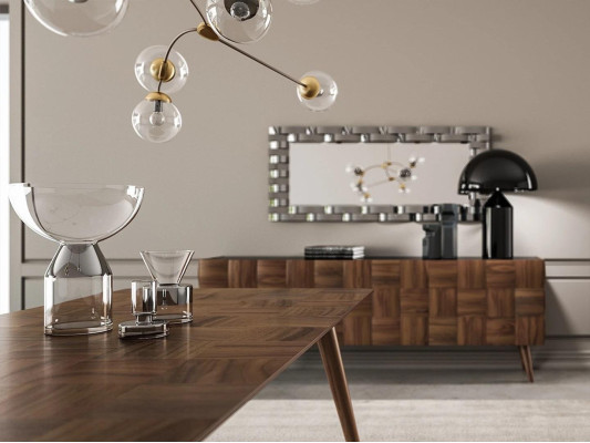Luxus Sideboard mit Spiegel Esszimmer Komplett Einrichtung Design Möbel