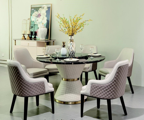 Runder Esstisch Rund Tisch Wohnzimmer Küche 130cm Luxus Leder
