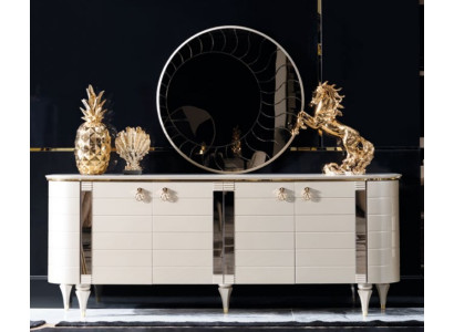 Holz Kommoden Anrichte Möbel Schrank Garnitur Set 2tlg Kommode Spiegel Gruppe