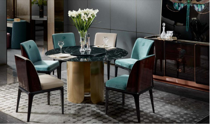 Stuhl Set Esszimmer Hellblau Stuhl 4x Lehnstuhl Modern Design Möbel Luxus Stühle