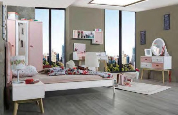 Kleiderschrank Moderner Holz Holzschrank Jugendzimmer Regal Schrank Mädchen Rosa