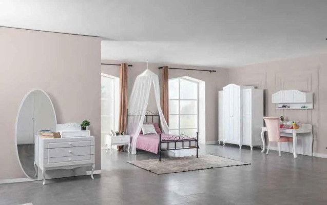 Himmelbett Metall Bett Schlafzimmer Set Nachttisch Weiß Möbel Schlafzimmer 2tlg